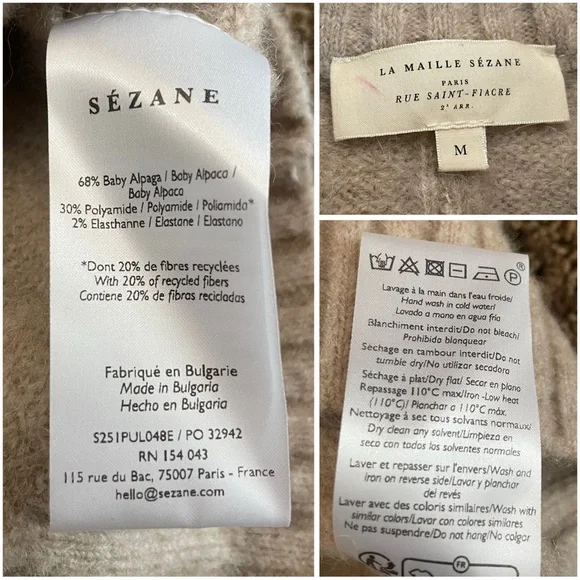 SEZANE Neutral Soft Cream Beige Alpaca Wool Sweater Pullover Sama Jumper - Picture 9 of 10